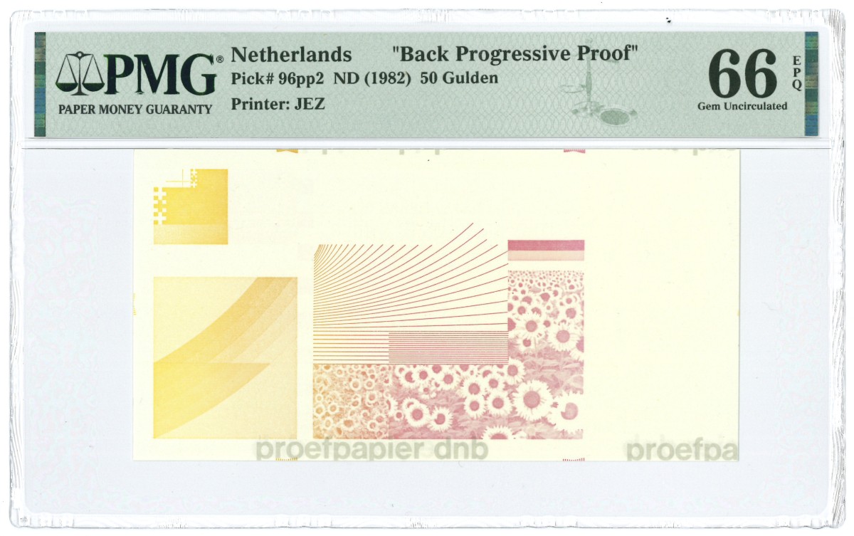 Nederland. 50 Gulden. Proefdruk. Type 1982. Type Zonnebloem. - UNC.