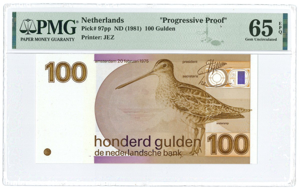 Nederland. 100 Gulden. Proefdruk. Type 1977. Type Snip. - UNC.