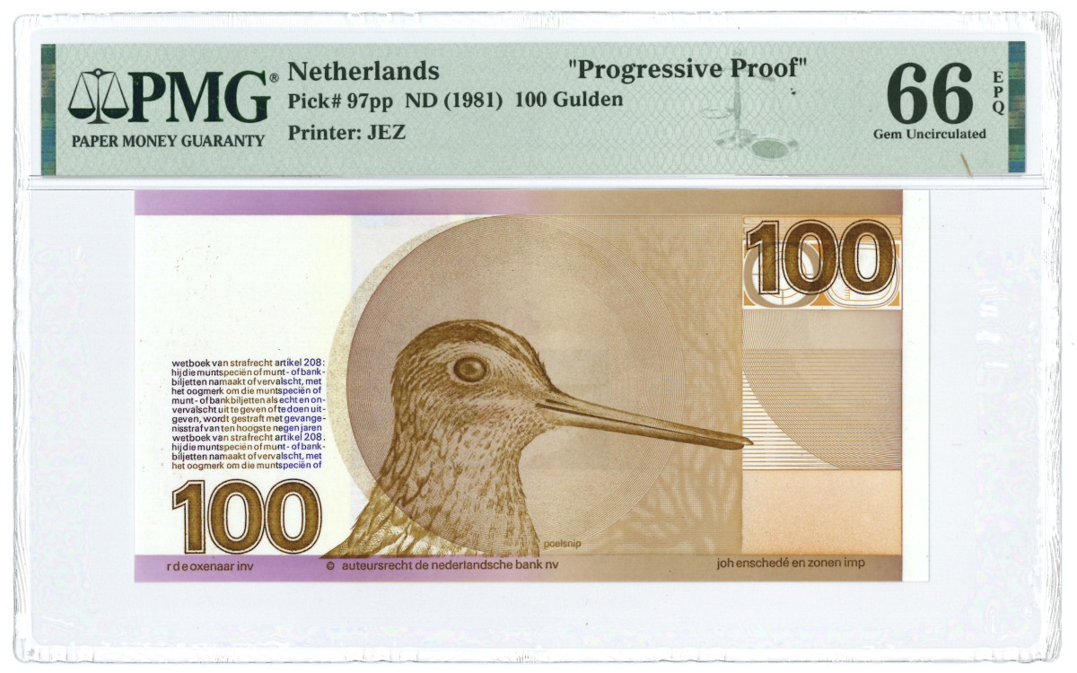 Nederland. 100 Gulden. Proefdruk. Type 1977. Type Snip. - UNC.