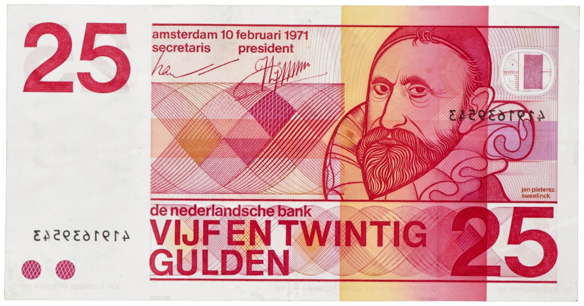 Nederland. 25 Gulden. Bankbiljet. Type 1971. Type Sweelinck. - Zeer Fraai.