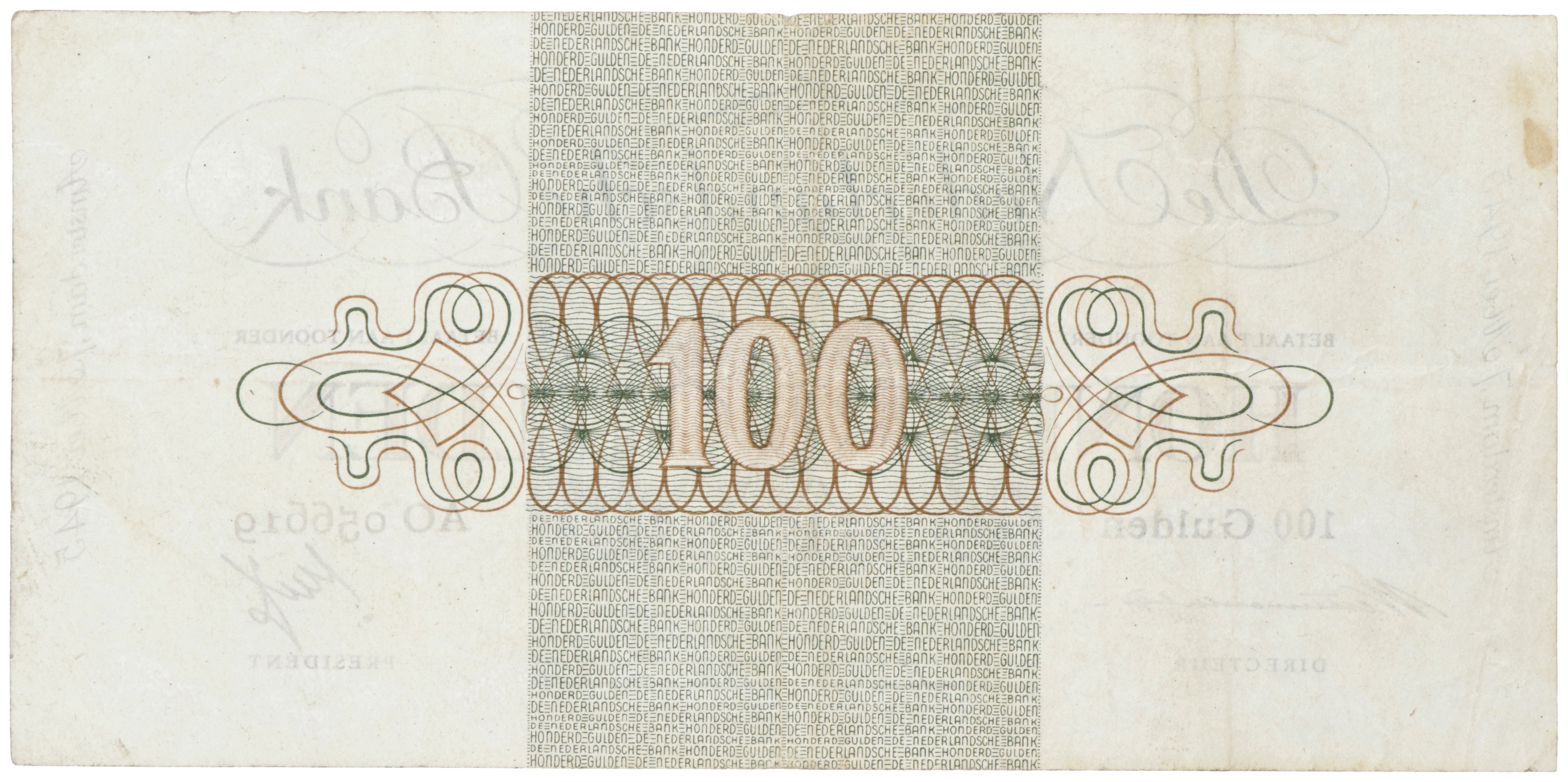 Nederland. 100 Gulden. Bankbiljet. Type 1945. Type Geldzuivering. - Zeer Fraai +.