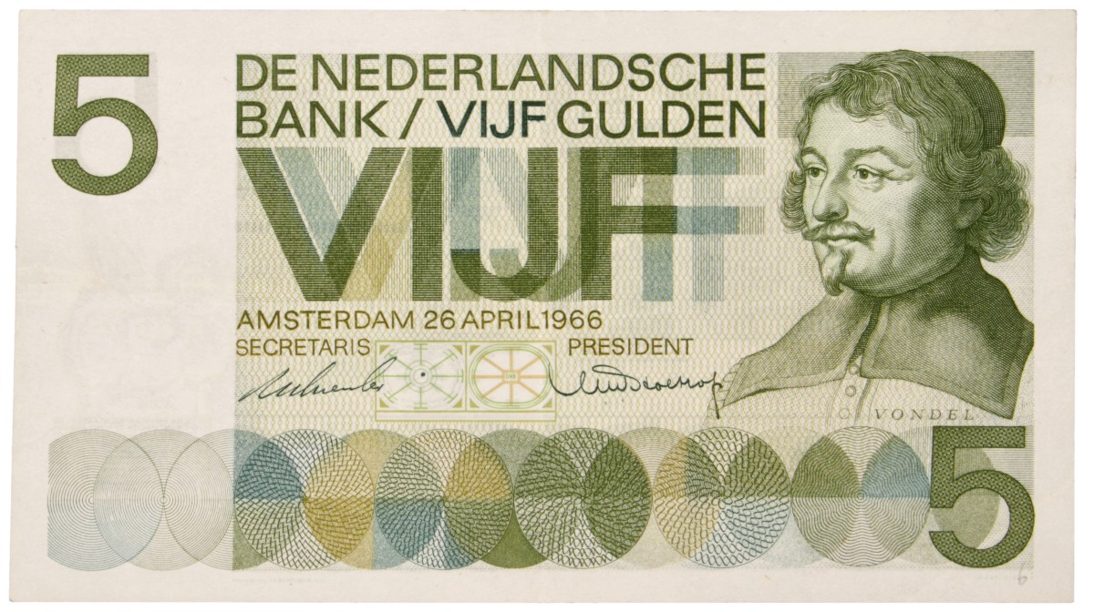 Nederland. 5 Gulden. Bankbiljet. Type 1966. Type Vondel. - Zeer Fraai +.