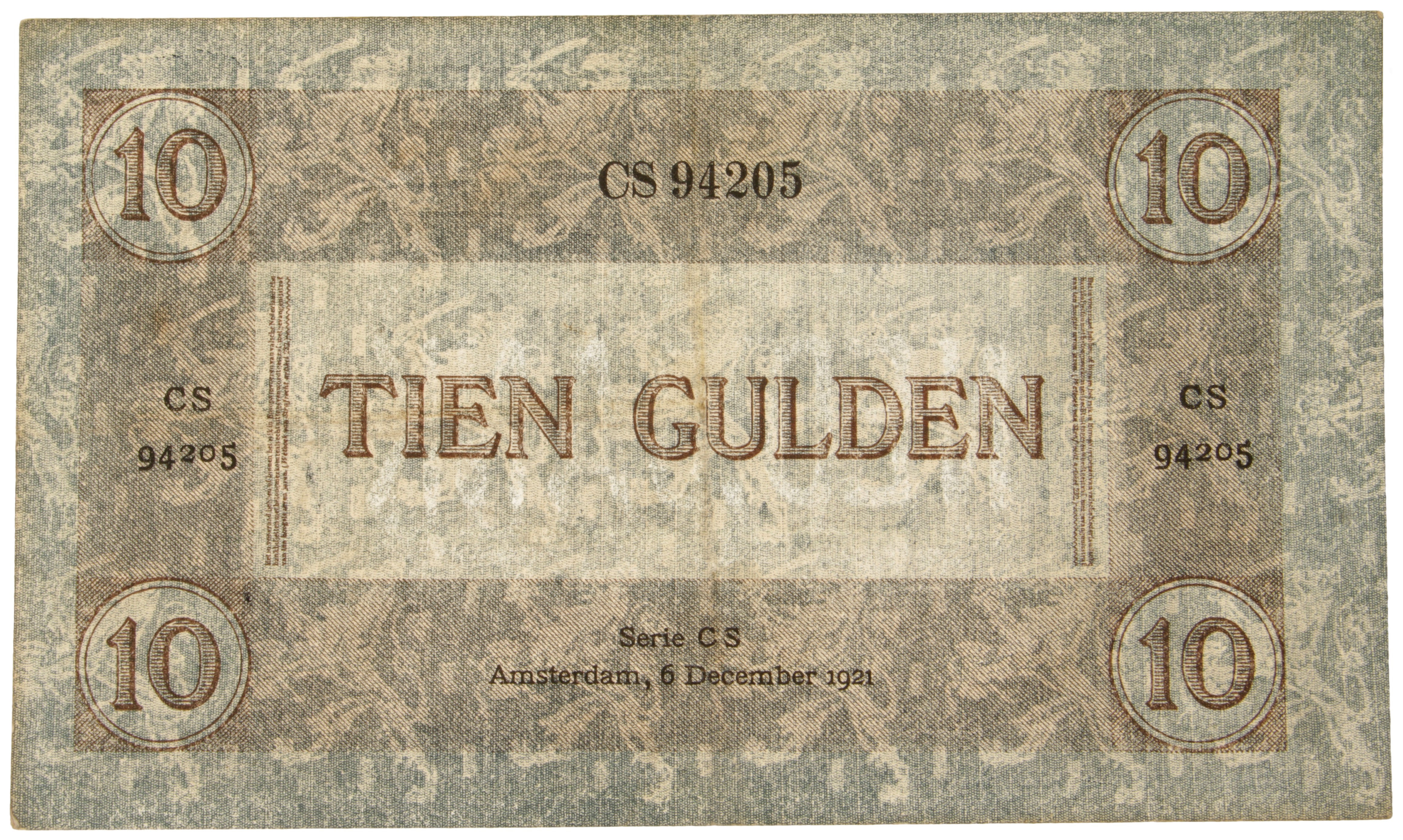 Nederland. 10 Gulden. Bankbiljet. Type 1921. Type Arbeid en Welvaart II. - Zeer Fraai +.
