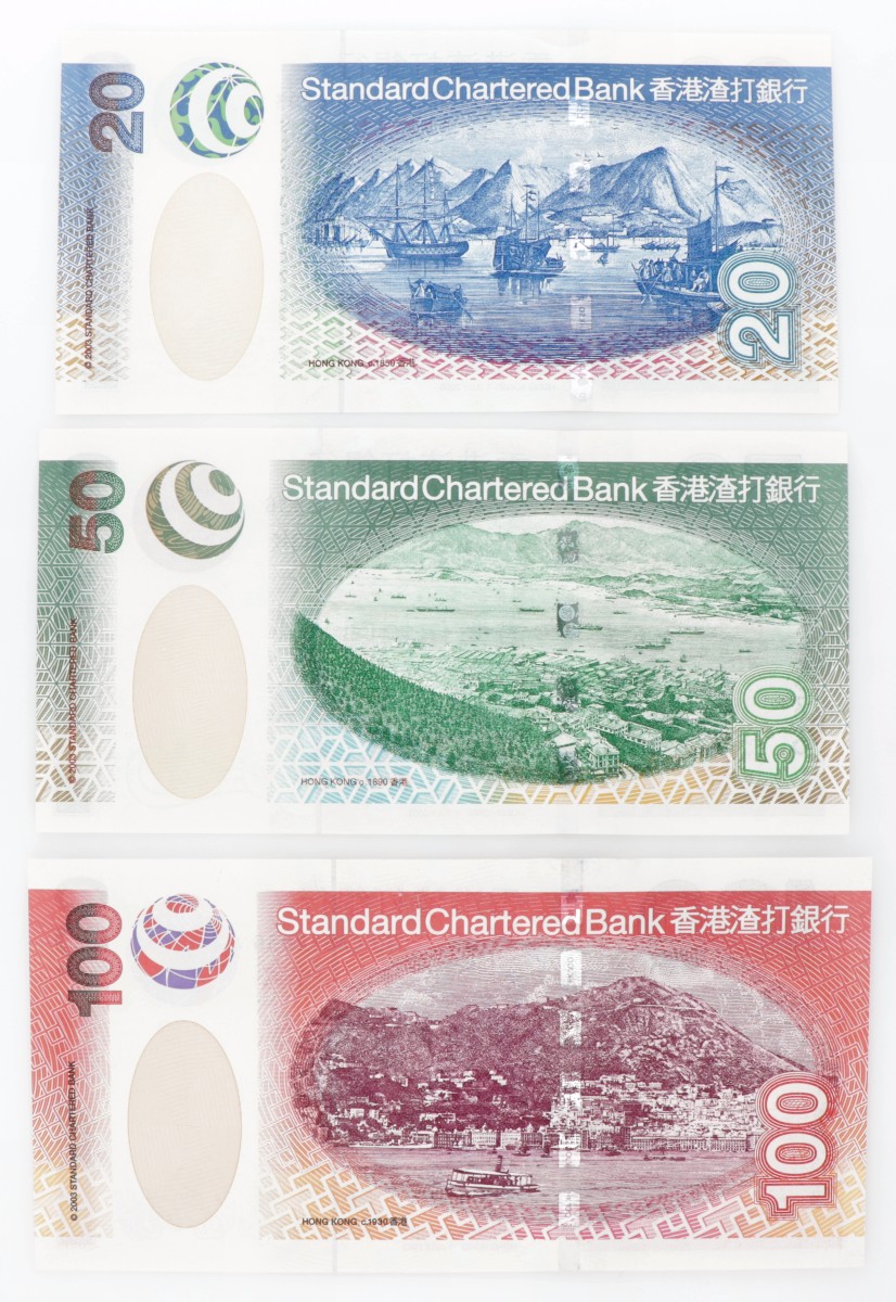 Hongkong. Lot (3) 20/50/100 Dollars. Banknote. Type 2003. - UNC.