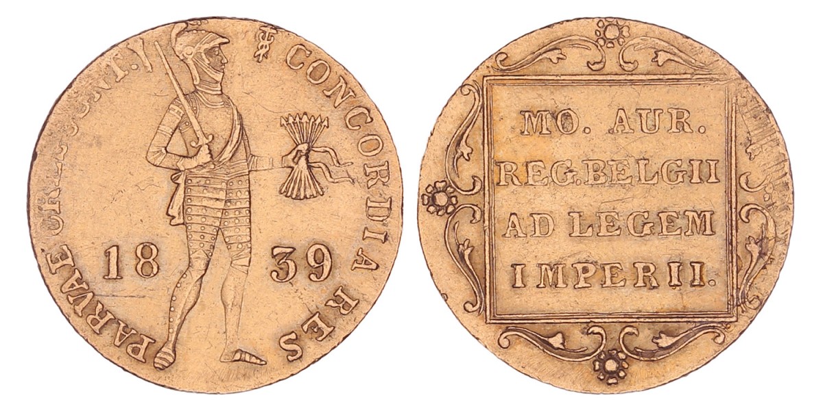 Gouden Dukaat Willem I 1839. Zeer fraai / Prachtig (justeersporen, opgewreven).