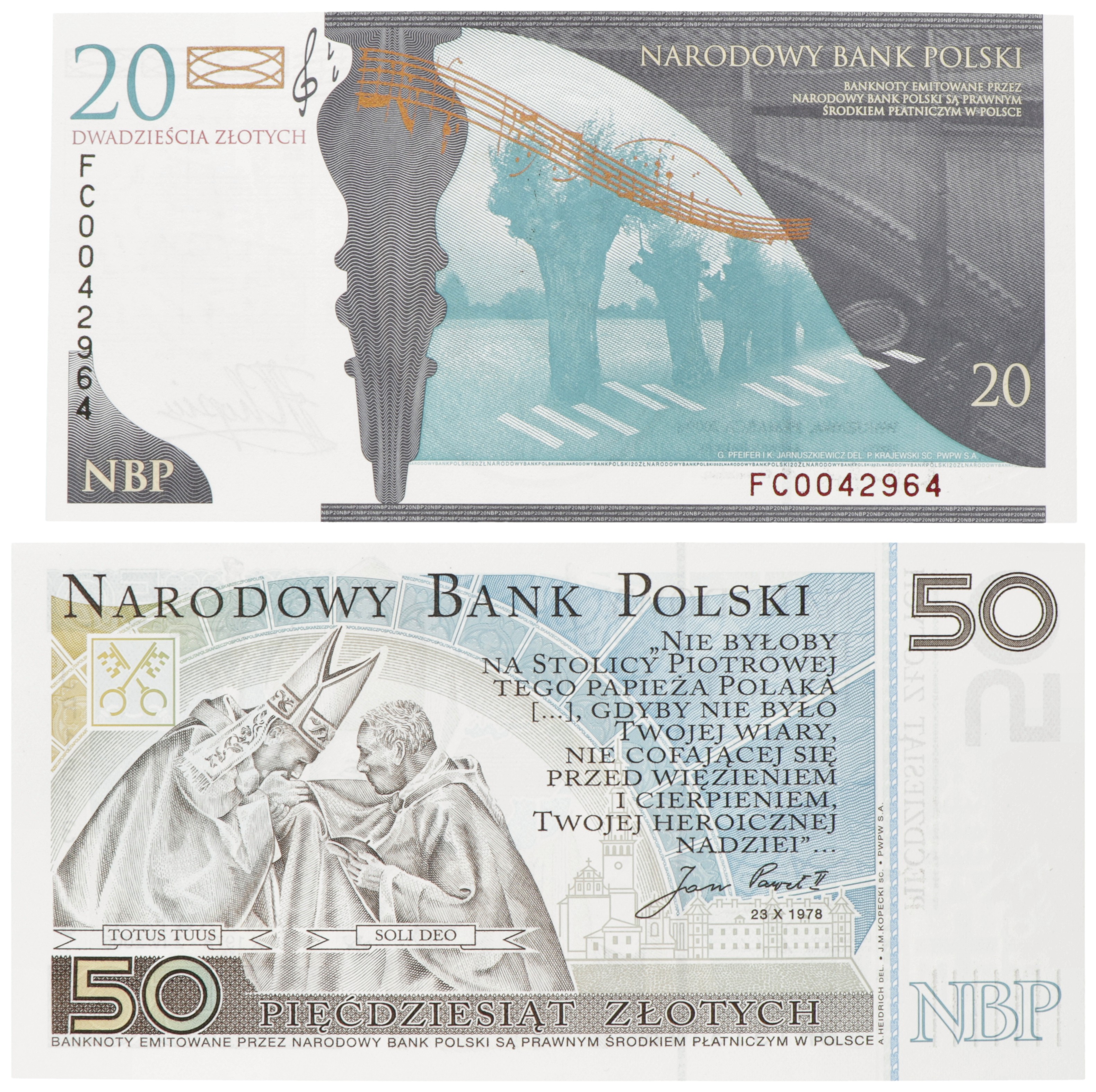 Poland. Lot (2) 20/50 Zlotych. Banknote. Type 2006-2009. - UNC.