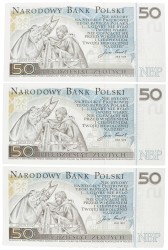 Poland. Lot (3) 3x50 Zlotych. Banknote. Type 2006. - UNC.