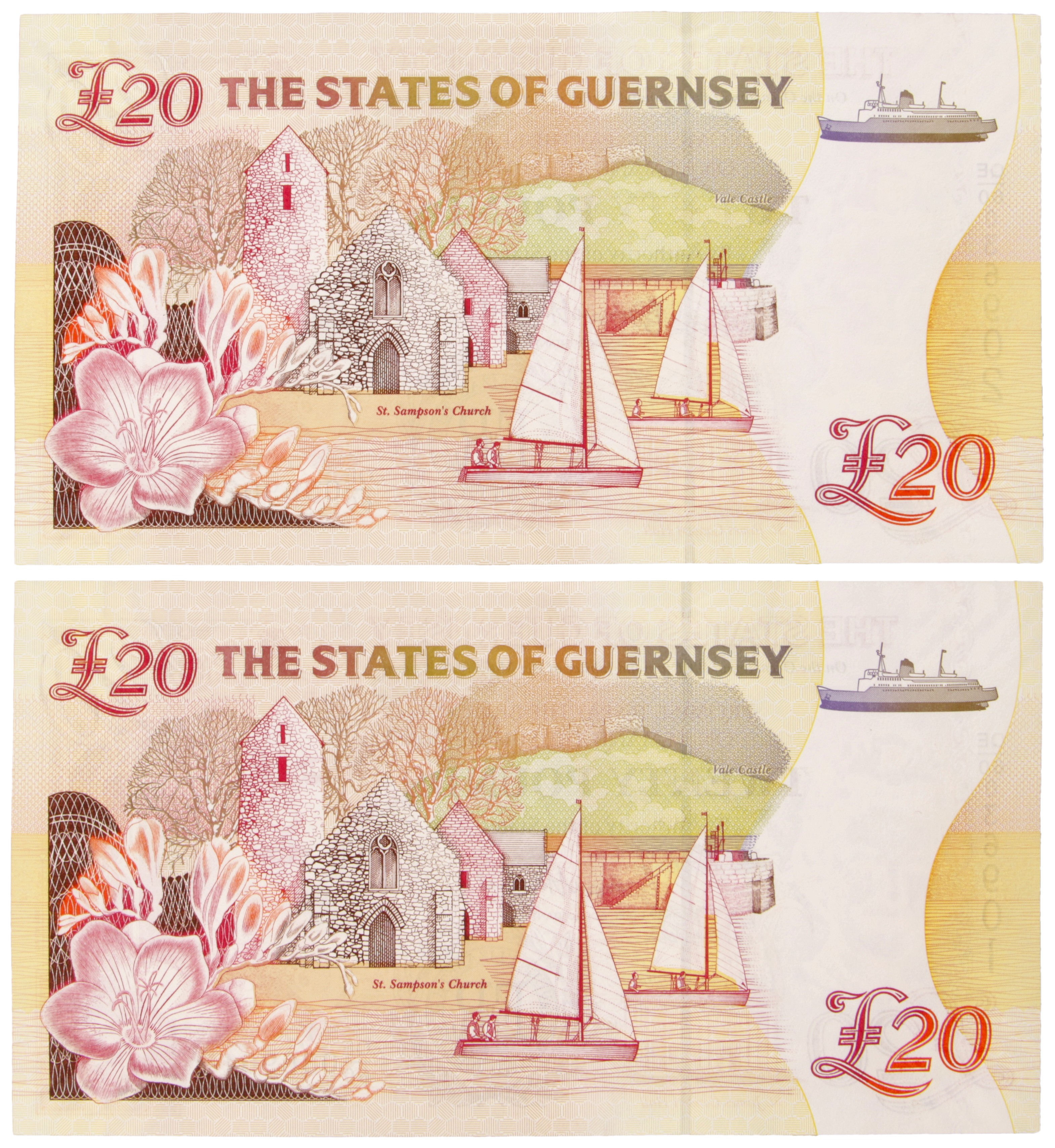 Guernsey. Lot (2) 20 Pounds. Banknote. Type 2012. - UNC.