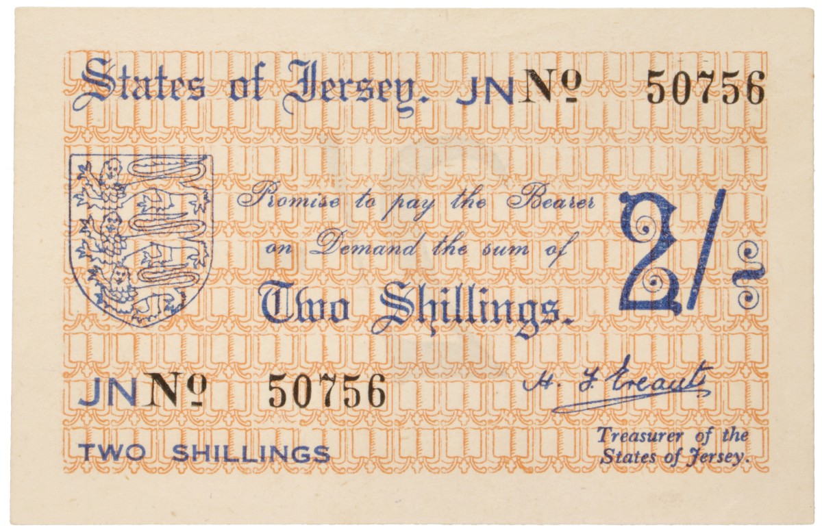 Jersey. Two Shillings. Banknote. Type ND. - About UNC.