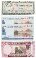 Rwanda. Lot (4) 500/2x1000/5000 Francs. Banknote. Type 1974-2004. - UNC.