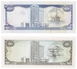 Trinidad and Tobago. Lot (2) 10/100 Dollars. Banknote. Type 1985-2005. - UNC.