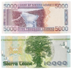 Sierra Leone. Lot (2) 5000/10000 Leones. Banknote. Type 2002-2004. - UNC.