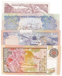 Somalia. Lot (4) 5/100/2x500 Shillings. Banknote. Type 1987-1996. - UNC.