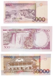 Saint Thomas and Prince. Lot (3) 500/5000/50000 Dobras. Banknote. Type 1993-2004. - UNC.