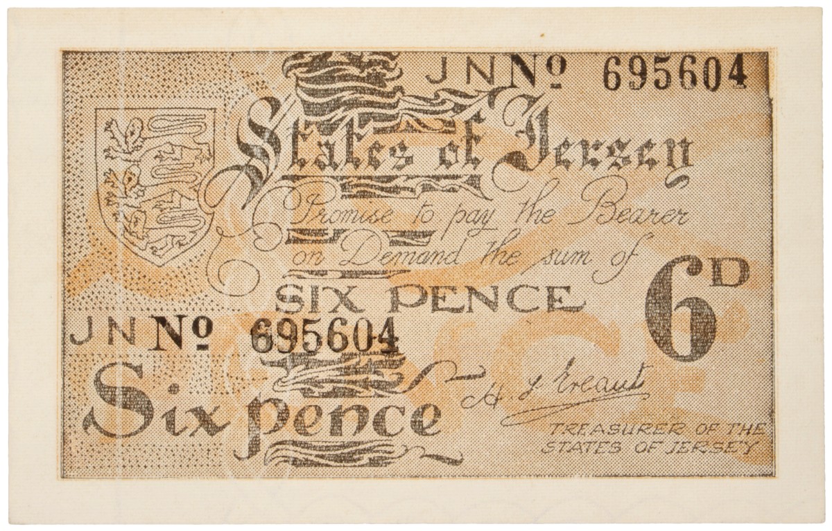 Jersey. Six Pence. Banknote. Type ND. - About UNC.