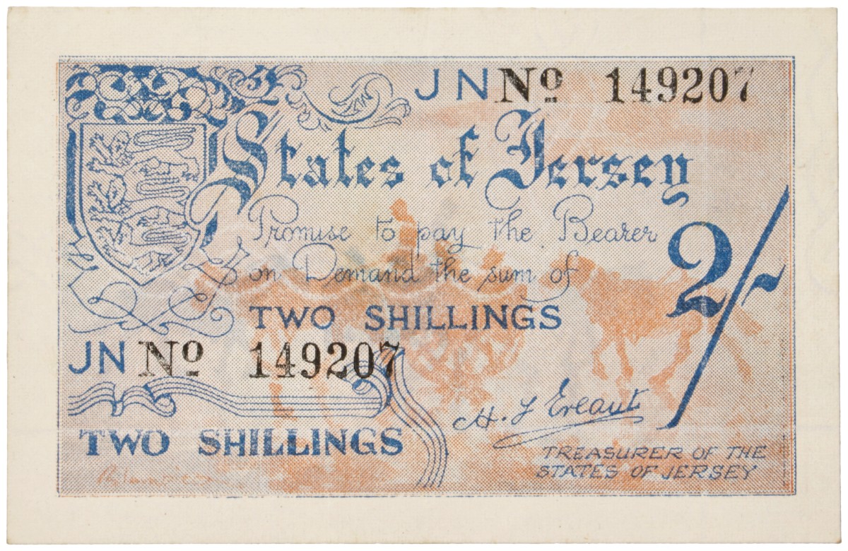 Jersey. Two Shillings. Banknote. Type ND. - Very fine +.