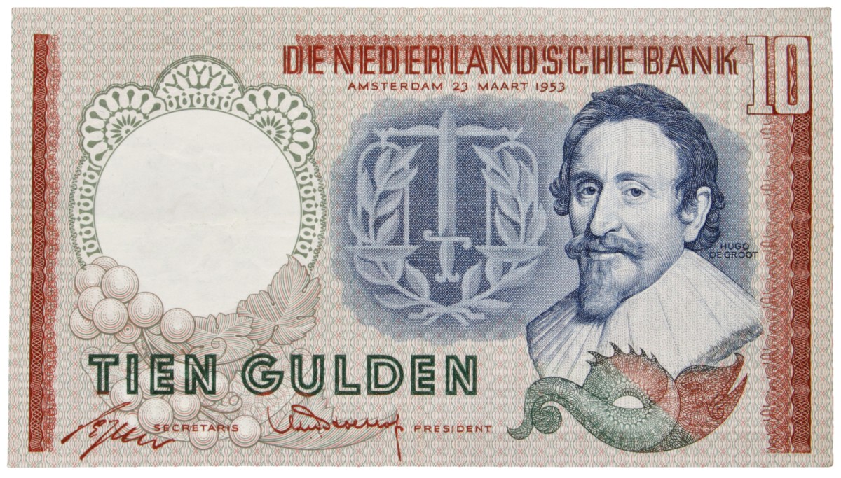 Nederland. 10 Gulden. Bankbiljet. Type 1953. Type Hugo de Groot. - Zeer Fraai.