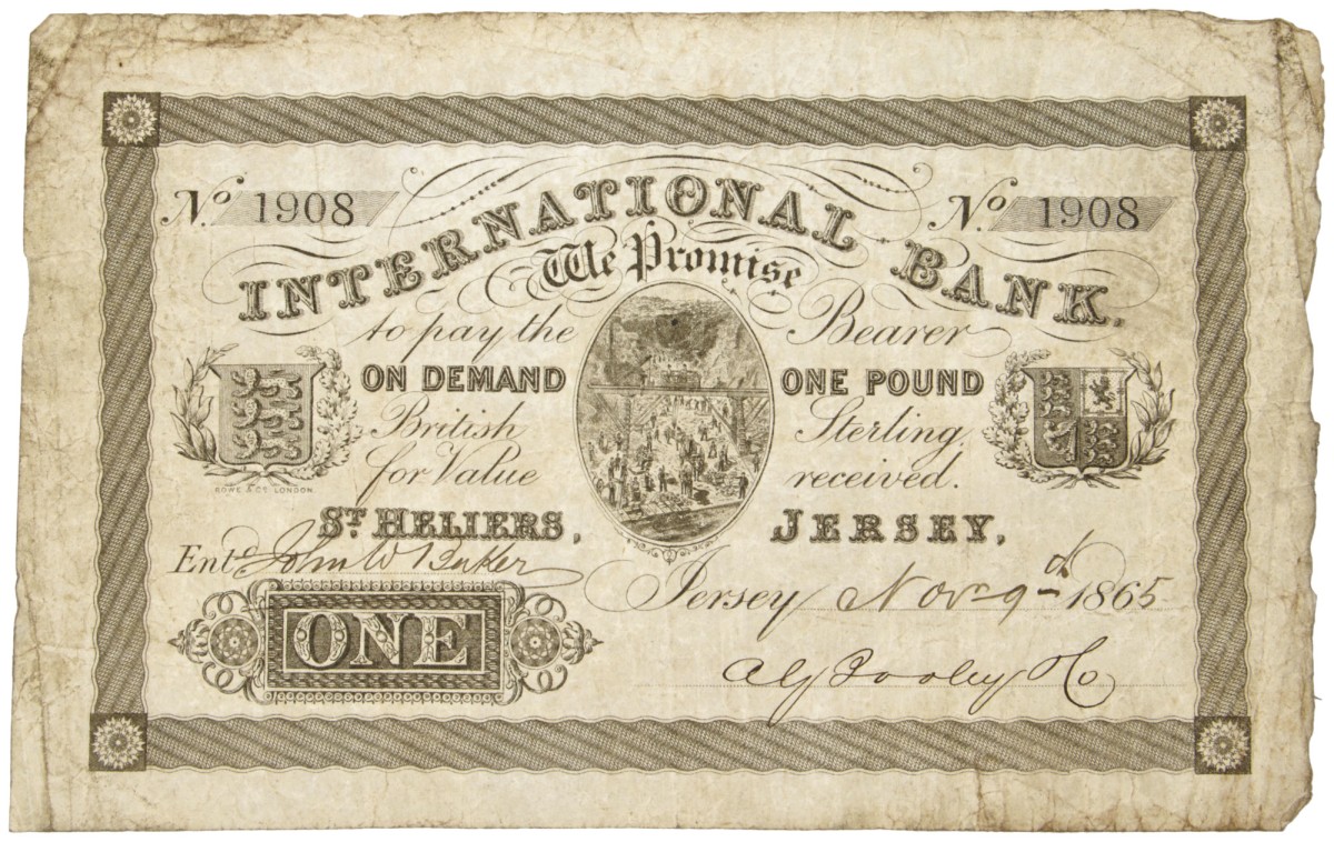 Jersey. One Pound. Banknote. Type 1865. - Fine.