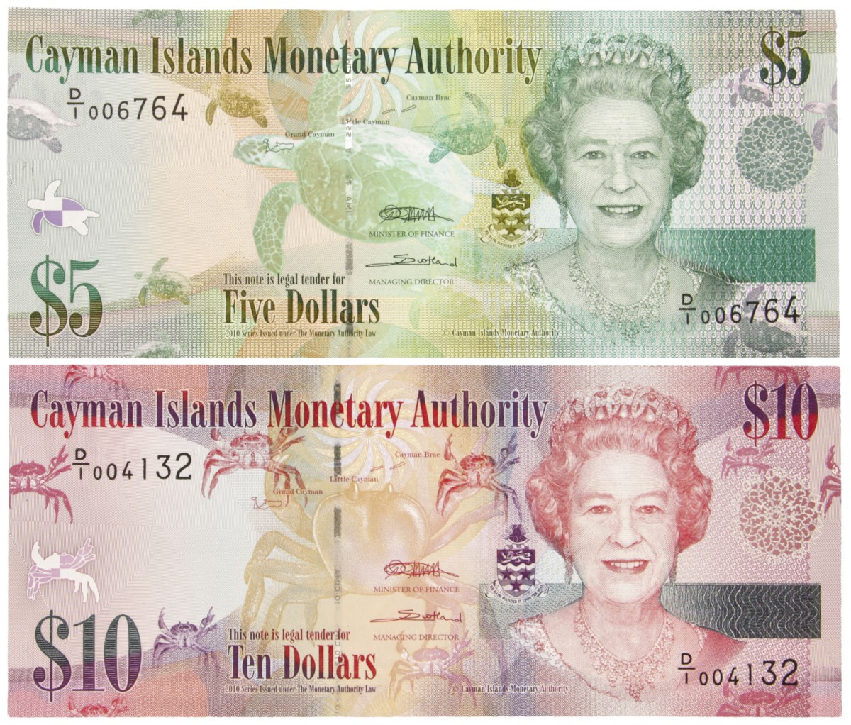 Cayman Island. Lot (2) 5/10 Dollars. Banknote. Type 2010. - UNC.