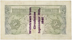 Great Britain. 1 Pound. Banknote. Type ND. Type Stamp: Withdrawn from circulation september 18th 1941. - Very fine.