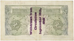 Great Britain. 1 Pound. Banknote. Type ND. Type Stamp: Withdrawn from circulation september 18th 1941. - Very fine.