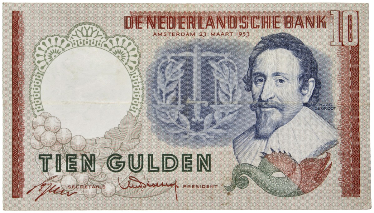 Nederland. 10 Gulden. Bankbiljet. Type 1953. Type Hugo de Groot. - Zeer Fraai.