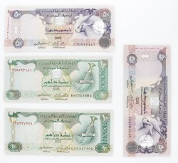 United Arab Emirates. Lot (4) 2x 10 Dirhams and 2x 50 Dirhams. Banknote. Type 2004-2008. - UNC.