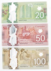 Canada. Lot (3) 20/50/100 Dollars. Banknote. Type 2011-2012. - UNC.