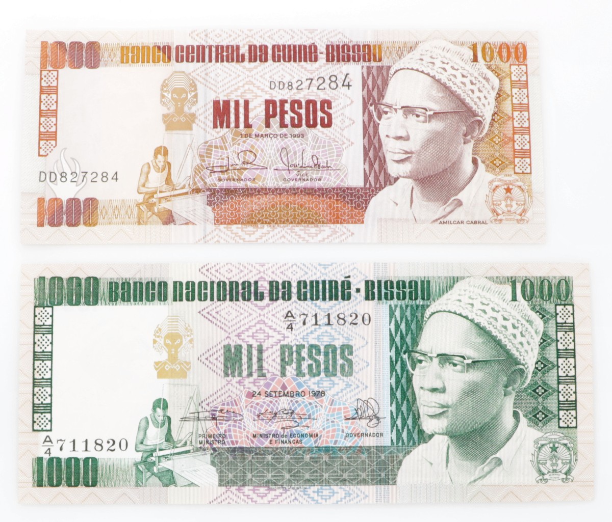 Guinea-Bissau. Lot (2) 1000 Pesos. Banknote. Type 1978-1993. - UNC.