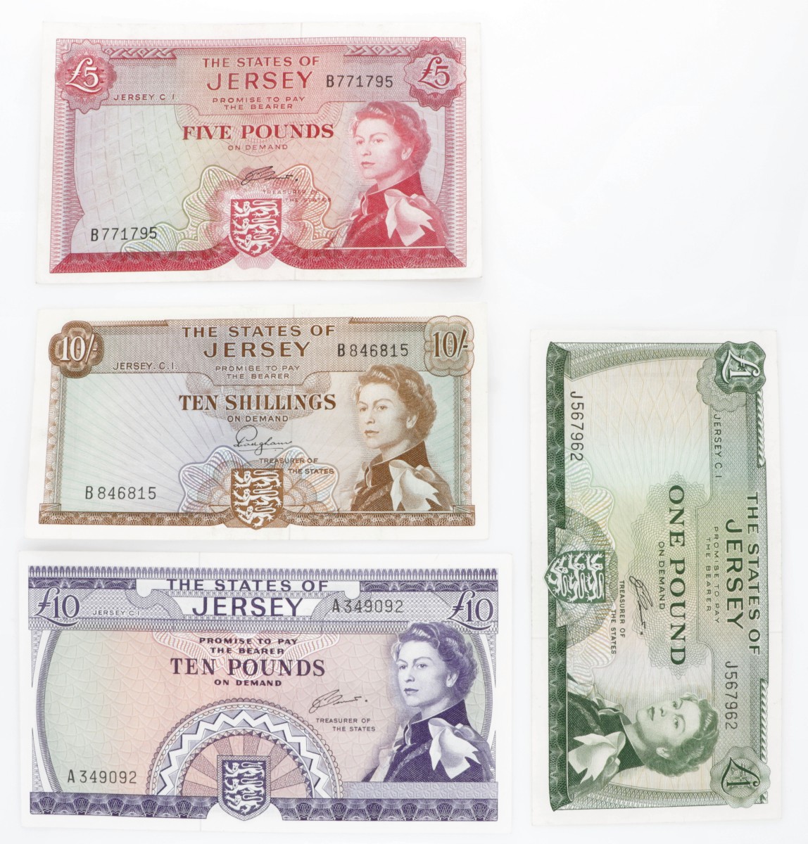Jersey. 10 Shillings/1/5/10 Pounds. Banknote. Type ND. - Extremely fine.