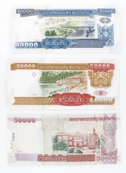 Laos. Lot (3) 10000/20000/50000. Banknote. Type 2003. - UNC.