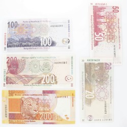 South Africa. Lot (5) 20/50/100/2x200 Rand. Banknote. Type 2005-2012. - UNC.