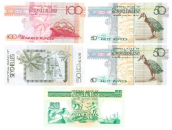 Seychelles. Lot (5) 4x50/100 Rupees. Banknote. Type 1983-2011. - UNC.