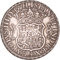 Mexico. Spanish colony. Carlos III. 8 Reales. 1770 Mo MF.