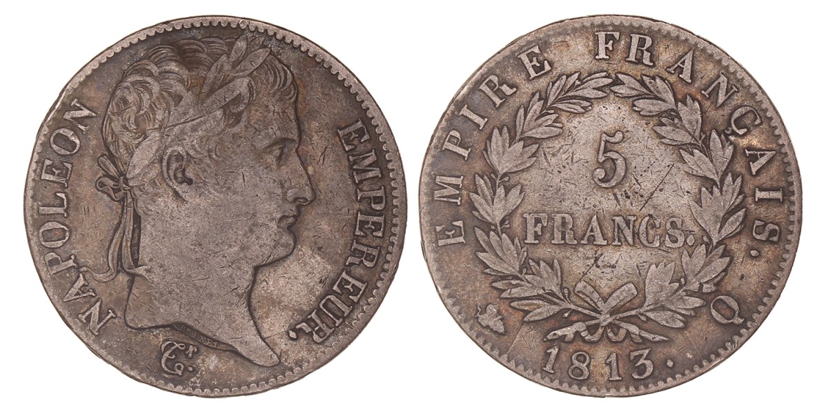 France. Empire. Napoleon. 5 Francs. 1813 Q.