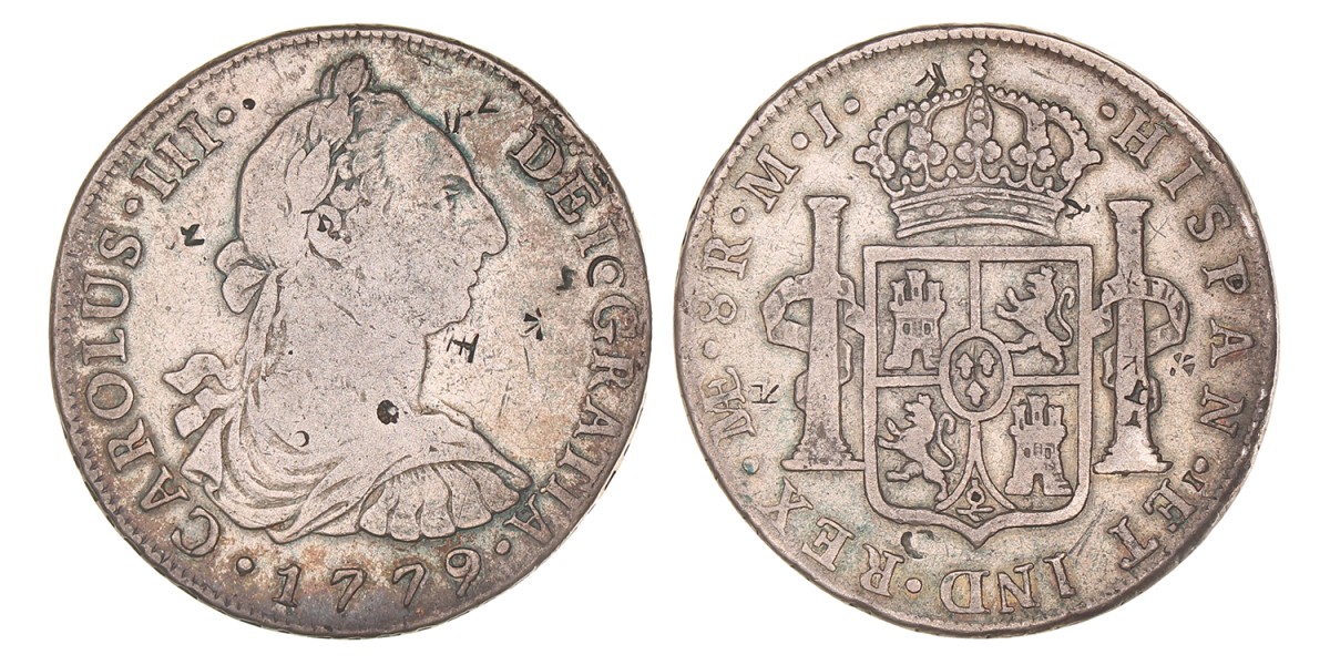 Peru. Spanish Colony. Carlos III. 8 Reales. 1779 LIMAE MJ.