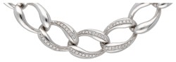 18 kt. Witgouden gourmet-schakelcollier bezet met ca. 0.48 ct. diamant.