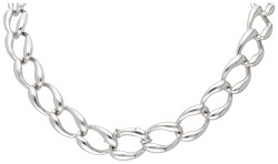 18 kt. Witgouden gourmet-schakelcollier bezet met ca. 0.48 ct. diamant.