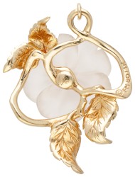 Franklin Mint 14 kt. geelgouden hanger bezet met een bloem vervaardigd uit kwarts en een diamant.