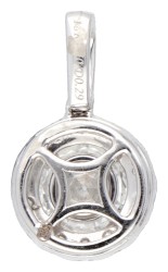 18 kt. Witgouden halo hanger bezet met ca. 1.00 ct. diamant.