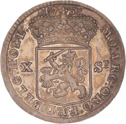 Halve Generaliteitsgulden van X stuiver. Holland. 1751. Zeer Fraai / Prachtig.