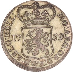 Muntmeesterpenning. Holland. 1759. Zeer Fraai / Prachtig.