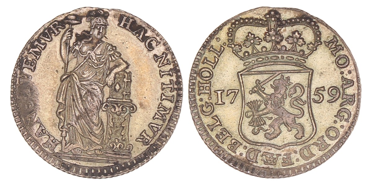 Muntmeesterpenning. Holland. 1759. Zeer Fraai / Prachtig.