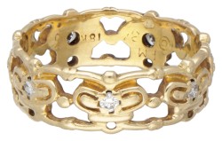  Franklin Mint 18 kt. geelgouden ring bezet met ca. 0.21 ct. diamant.