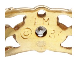  Franklin Mint 18 kt. geelgouden ring bezet met ca. 0.21 ct. diamant.