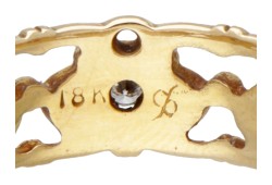  Franklin Mint 18 kt. geelgouden ring bezet met ca. 0.21 ct. diamant.