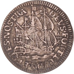 Scheepjesschelling van 6 stuiver. Enkhuizen. 1678. Zeer Fraai.