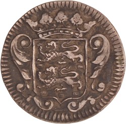 Achtste stuiver of duit. Friesland. 1717. Zeer Fraai.