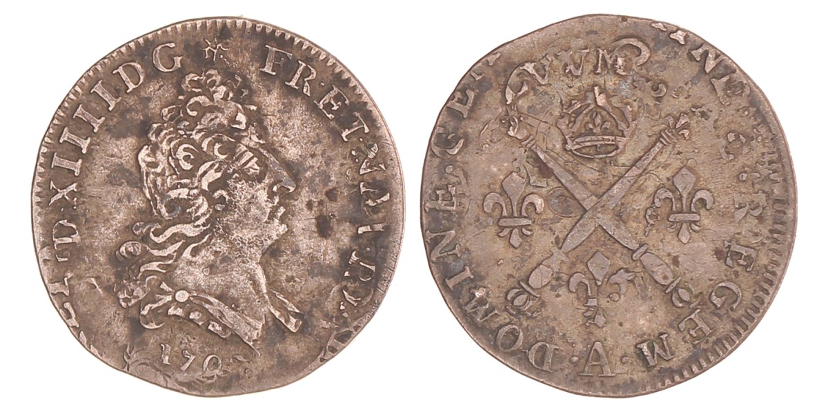France. Louis XIV. 5 Sols aux insignes. 170(?) A.