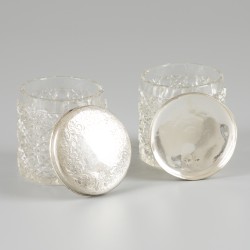 2-delige set kaptafelpotten zilver.